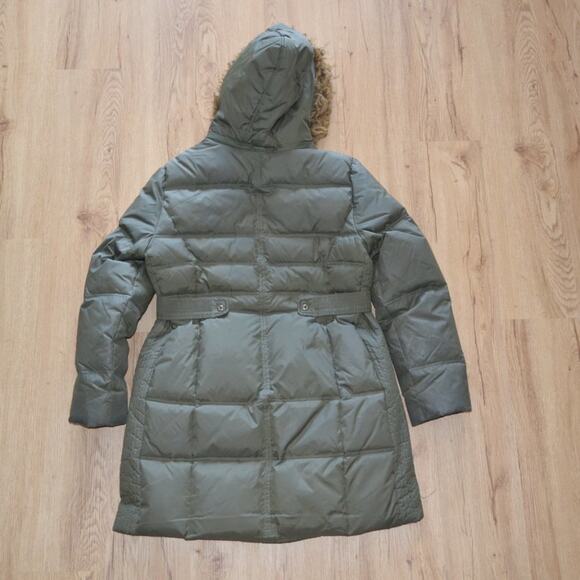 Larry Levine Puffer Jacket Coat Faux Fur Hood Green Size XL - Picture 4 of 5